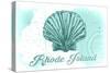 Rhode Island - Scallop Shell - Teal - Coastal Icon-Lantern Press-Stretched Canvas