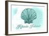 Rhode Island - Scallop Shell - Teal - Coastal Icon-Lantern Press-Framed Art Print