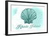 Rhode Island - Scallop Shell - Teal - Coastal Icon-Lantern Press-Framed Art Print