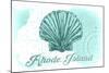 Rhode Island - Scallop Shell - Teal - Coastal Icon-Lantern Press-Mounted Art Print