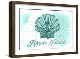 Rhode Island - Scallop Shell - Teal - Coastal Icon-Lantern Press-Framed Art Print