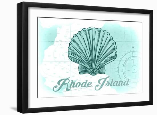 Rhode Island - Scallop Shell - Teal - Coastal Icon-Lantern Press-Framed Art Print