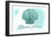 Rhode Island - Scallop Shell - Teal - Coastal Icon-Lantern Press-Framed Art Print