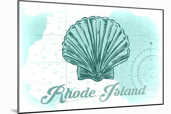 Rhode Island - Scallop Shell - Teal - Coastal Icon-Lantern Press-Mounted Art Print