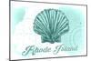 Rhode Island - Scallop Shell - Teal - Coastal Icon-Lantern Press-Mounted Art Print