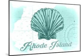 Rhode Island - Scallop Shell - Teal - Coastal Icon-Lantern Press-Mounted Art Print