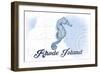 Rhode Island - Seahorse - Blue - Coastal Icon-Lantern Press-Framed Art Print