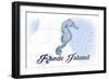 Rhode Island - Seahorse - Blue - Coastal Icon-Lantern Press-Framed Art Print