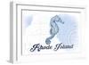 Rhode Island - Seahorse - Blue - Coastal Icon-Lantern Press-Framed Art Print