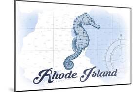 Rhode Island - Seahorse - Blue - Coastal Icon-Lantern Press-Mounted Art Print