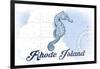 Rhode Island - Seahorse - Blue - Coastal Icon-Lantern Press-Framed Art Print