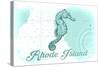 Rhode Island - Seahorse - Teal - Coastal Icon-Lantern Press-Stretched Canvas