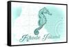 Rhode Island - Seahorse - Teal - Coastal Icon-Lantern Press-Framed Stretched Canvas