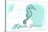 Rhode Island - Seahorse - Teal - Coastal Icon-Lantern Press-Stretched Canvas