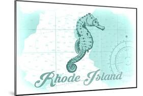 Rhode Island - Seahorse - Teal - Coastal Icon-Lantern Press-Mounted Art Print