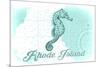 Rhode Island - Seahorse - Teal - Coastal Icon-Lantern Press-Mounted Premium Giclee Print