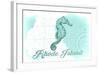 Rhode Island - Seahorse - Teal - Coastal Icon-Lantern Press-Framed Art Print