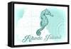 Rhode Island - Seahorse - Teal - Coastal Icon-Lantern Press-Framed Stretched Canvas