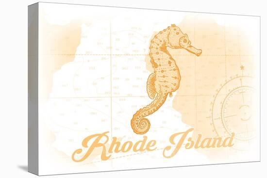 Rhode Island - Seahorse - Yellow - Coastal Icon-Lantern Press-Stretched Canvas