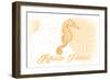 Rhode Island - Seahorse - Yellow - Coastal Icon-Lantern Press-Framed Art Print