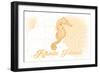 Rhode Island - Seahorse - Yellow - Coastal Icon-Lantern Press-Framed Art Print