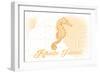 Rhode Island - Seahorse - Yellow - Coastal Icon-Lantern Press-Framed Art Print