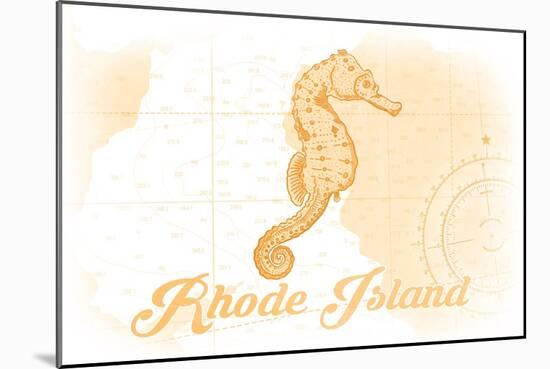 Rhode Island - Seahorse - Yellow - Coastal Icon-Lantern Press-Mounted Art Print