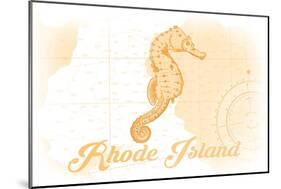 Rhode Island - Seahorse - Yellow - Coastal Icon-Lantern Press-Mounted Art Print