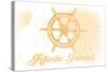 Rhode Island - Ship Wheel - Yellow - Coastal Icon-Lantern Press-Stretched Canvas