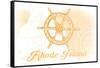 Rhode Island - Ship Wheel - Yellow - Coastal Icon-Lantern Press-Framed Stretched Canvas