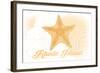 Rhode Island - Starfish - Yellow - Coastal Icon-Lantern Press-Framed Art Print