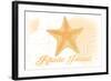 Rhode Island - Starfish - Yellow - Coastal Icon-Lantern Press-Framed Art Print