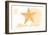 Rhode Island - Starfish - Yellow - Coastal Icon-Lantern Press-Framed Art Print