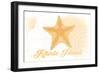 Rhode Island - Starfish - Yellow - Coastal Icon-Lantern Press-Framed Art Print