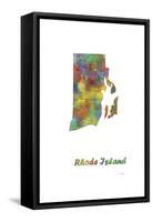 Rhode Island State Map 1-Marlene Watson-Framed Stretched Canvas