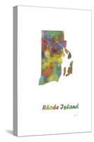 Rhode Island State Map 1-Marlene Watson-Stretched Canvas