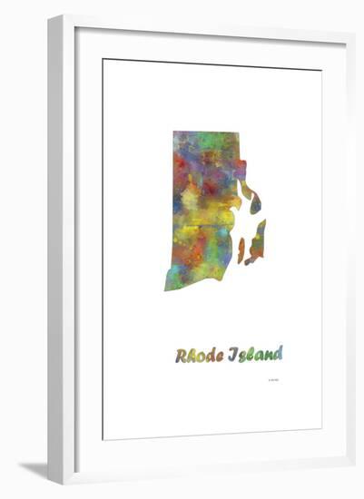 Rhode Island State Map 1-Marlene Watson-Framed Giclee Print