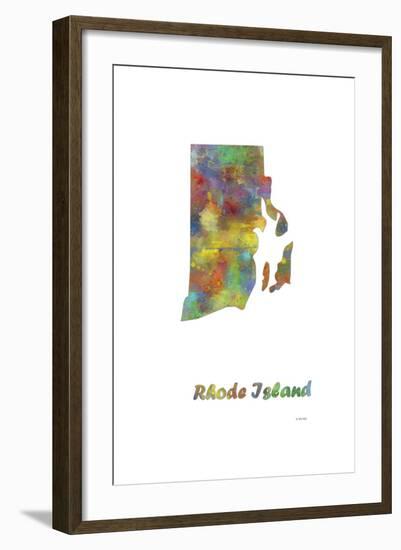 Rhode Island State Map 1-Marlene Watson-Framed Giclee Print