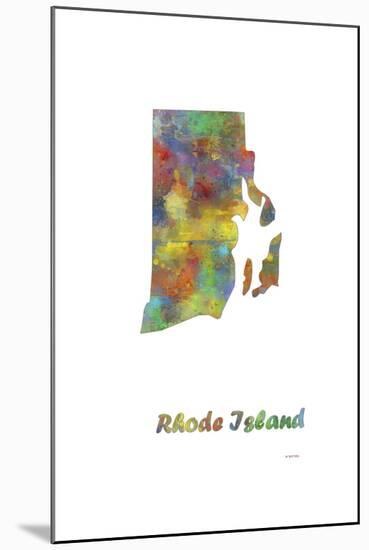 Rhode Island State Map 1-Marlene Watson-Mounted Giclee Print