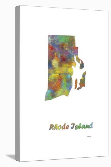 Rhode Island State Map 1-Marlene Watson-Stretched Canvas