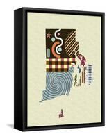 Rhode Island State Map-Lanre Adefioye-Framed Stretched Canvas