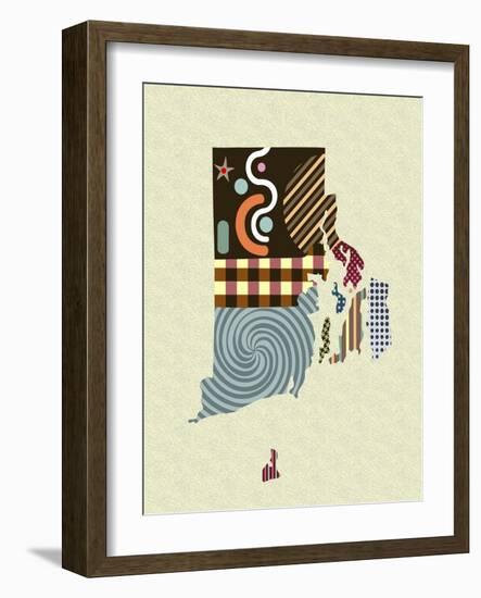 Rhode Island State Map-Lanre Adefioye-Framed Giclee Print