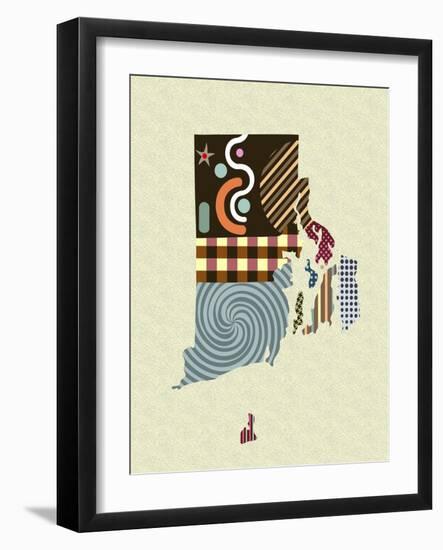 Rhode Island State Map-Lanre Adefioye-Framed Giclee Print