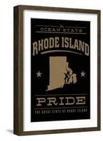 Rhode Island State Pride - Gold on Black-Lantern Press-Framed Art Print