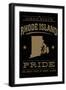 Rhode Island State Pride - Gold on Black-Lantern Press-Framed Art Print