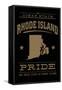 Rhode Island State Pride - Gold on Black-Lantern Press-Framed Stretched Canvas