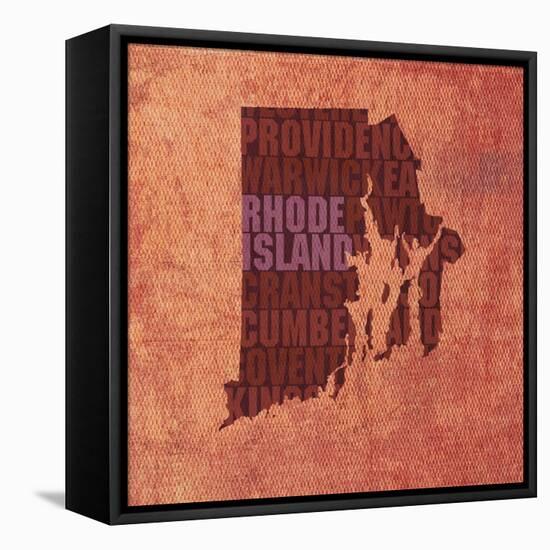 Rhode Island State Words-David Bowman-Framed Stretched Canvas