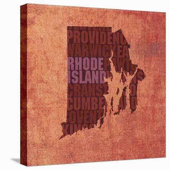 Rhode Island State Words-David Bowman-Stretched Canvas