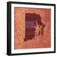 Rhode Island State Words-David Bowman-Framed Giclee Print
