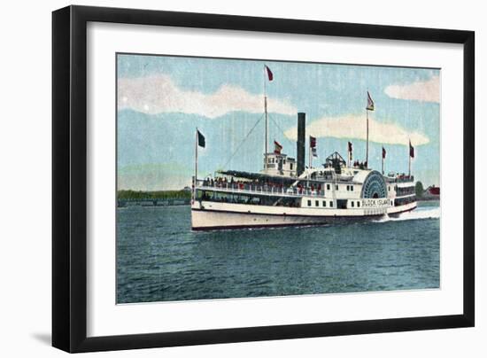 Rhode Island - View of the Block Island Ferry-Lantern Press-Framed Art Print